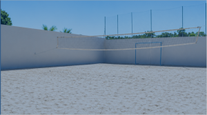 Quadra de areia da Clínica Nova Paraíso, simbolizando rotina, reconstrução e tratamento humanizado para dependência química.